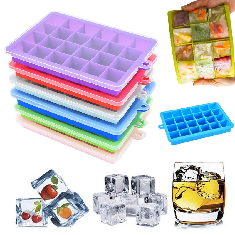 

24 Grid Ice Cube Mold Silicone Ice Cube Tray Square Ice Tray Mould Easy Release Silicone Ice Cube Form Bar Kitchen Accessories