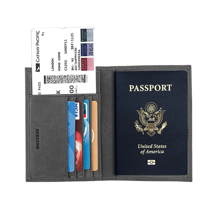 RFID Блокировка США держатель для паспорта кошелек Обложка для паспорта чехол из натуральной кожи Crazy Horse