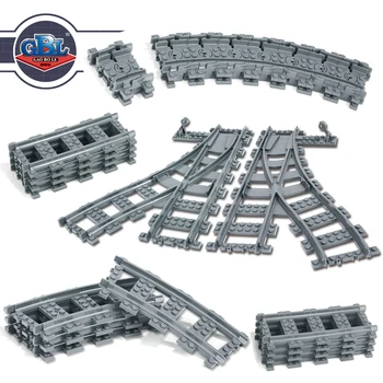 

Flexible City Compatible Lepining Trains Rails Track Railway Model Sets Forked Straight Curved Building Blocks Bricks Toys