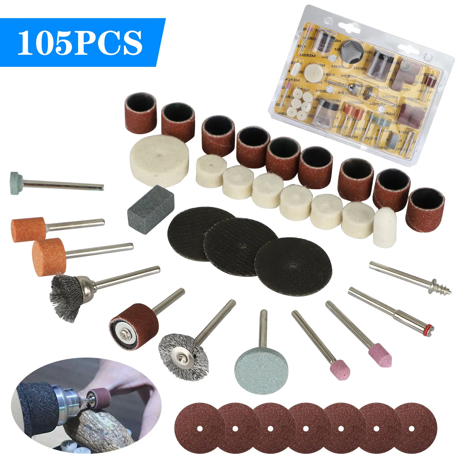 105Pcs/Set Mini Electric Drill Grinder Rotary Power Tool Grinding Polishing Kit