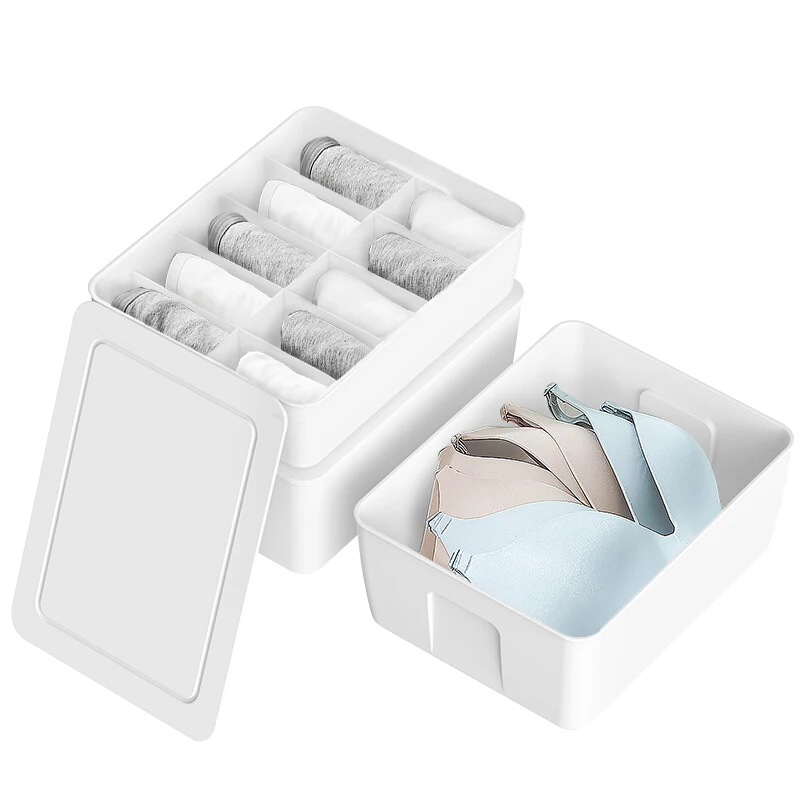 

Home Plastic Underwear Storage Box Household Bra Storage Box Plastic with Cover Compartment Box Clothes Storage Clothing Box