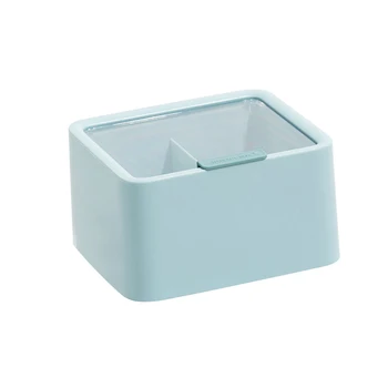 

Desktop Cotton Pad With Lid Dressing Table Portable Cosmetic Organizer Home Storage Case Bathroom Space Saving 2 Compartments
