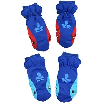 

1Pair Winter Children Print Cartoon Dolphin Ski Gloves Thicken Warm Gloves Kids Windproof Waterproof Non-slip Gloves Drop Ship