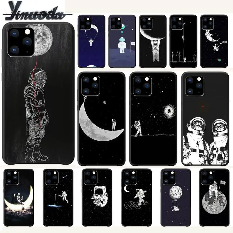 Роскошный чехол для телефона Yinuoda Space Love Moon Astronaut Iphone 5s Se 2020 6 6s 7 8 Plus X Xs Max Xr 11 Pro |