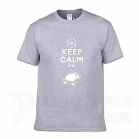 С надписью «Keep Calm And вести Snorlax сна Pokemon футболки 16 Цвета Для мужчин из хлопка с круглой горловиной, Повседневное Графический короткий рукав Костюмы