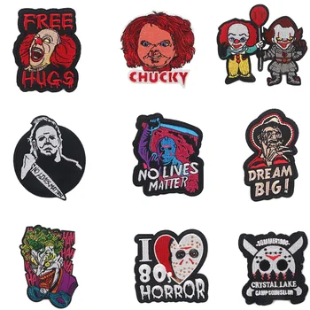 

10pcs/lot G1143 Cartoon Clothing Embroidered Patch Iron On Horror Patches DIY Jacket Clothes Punk Stickers Badges