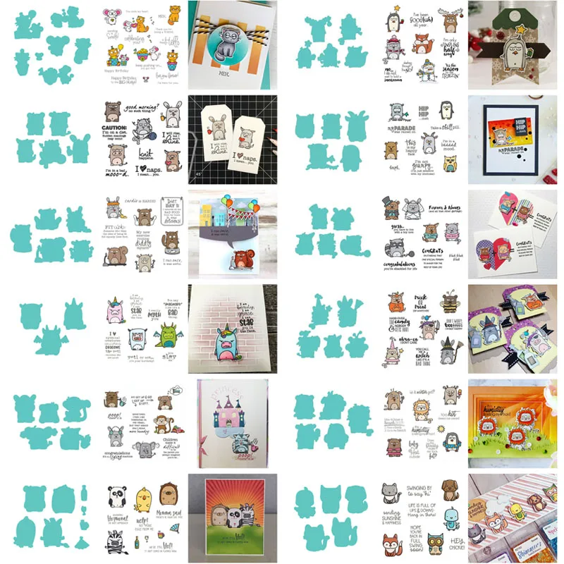 

2pcs/lot Cute Little Animals Cattle Fox Cat Letter sentiments STAMP and DIE SET for DIY Scrapbooking Craft Handmade Album Card