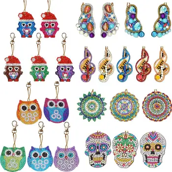 

1/4/5Pcs DIY Diamond Painting Keychains Full Drill Special Shaped Diamond Keychains for Women Kids Christmas Gifts Keyring
