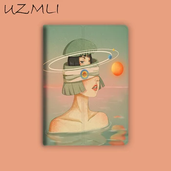 

For New iPad 9.7 pro/air3 10.5 11 10.2 air2 mini 12345 Sci-Fi Girl Pattern Smart Awake Tablet Protective Case Cover+Gifts