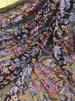 

Sat-59.1813 fashionable sequins tulle embroidery french net lace fabric for party dress