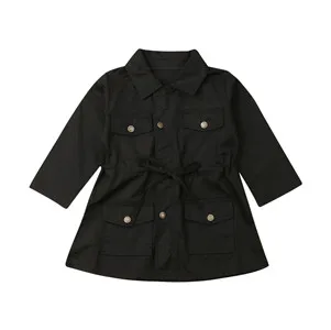 2-7T осеннее детское модное пальто для девочек; куртки; детская одежда; Верхняя одежда; Детское пальто - Цвет: Черный