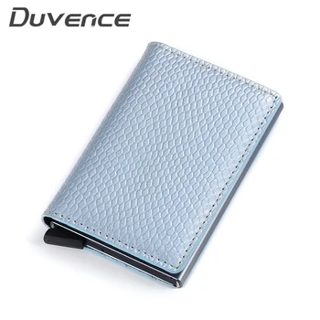 

Duvence RFID Aluminium Credit Card Holder PU Leather Men Card Wallet Card Holder for Men Women Automatic Card Case Small Purse