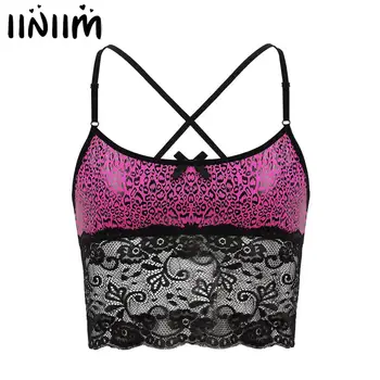 

Mens Hot Exotic Leopard Printed Pink Gay Mans Cross Back Lace Spliced Camisole Vest Honey Sissy Lingerie Tank Tops Crop Tops