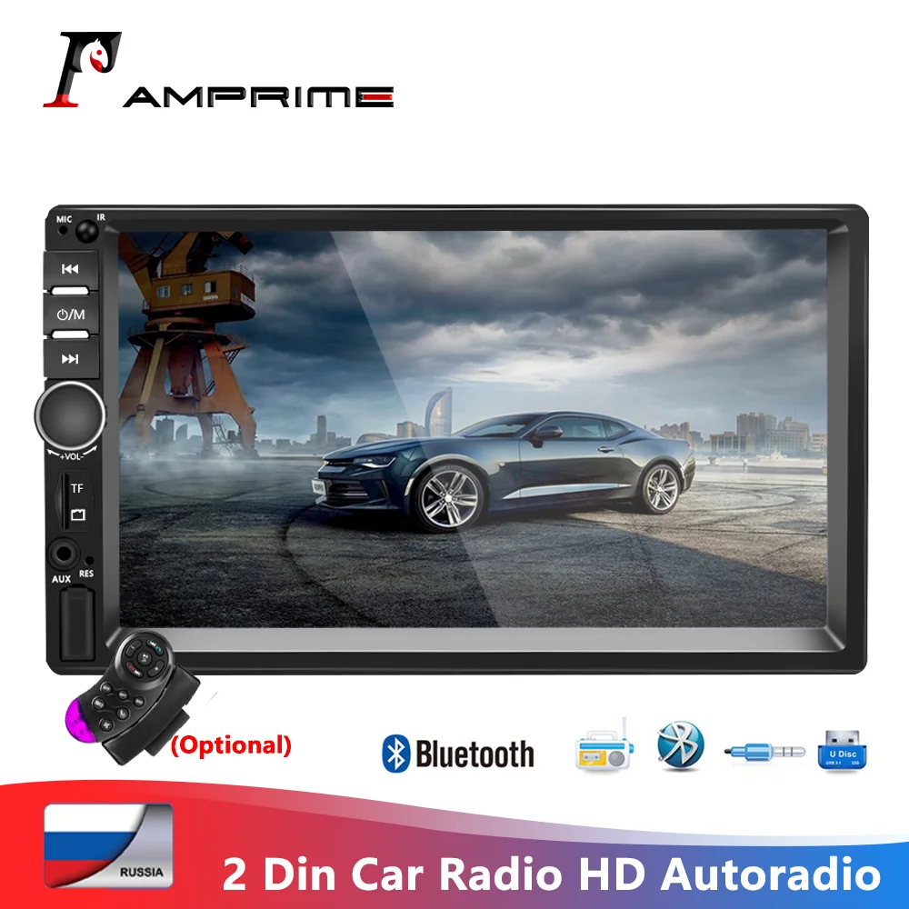 AMPrime 7018B 2 Din автомагнитола HD Авторадио lcd сенсорный экран автомобиля стерео MP5 плеер Поддержка камеры заднего вида с пультом дистанционного управления