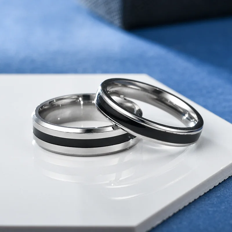 Stainless Steel Couple Wedding Rings Anniversary Gift