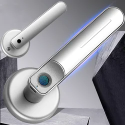 Cerradura de puerta con huella dactilar, recargable por USB manija antirrobo, entrada de Seguridad Biométrica eléctrica inteligente sin llave con 2 llaves para el hogar