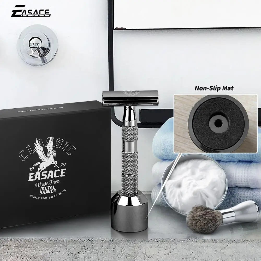 EASACE New Manual Shaver Metal Men Shaving Safety Razor Double Edges 10 blades | Красота и здоровье
