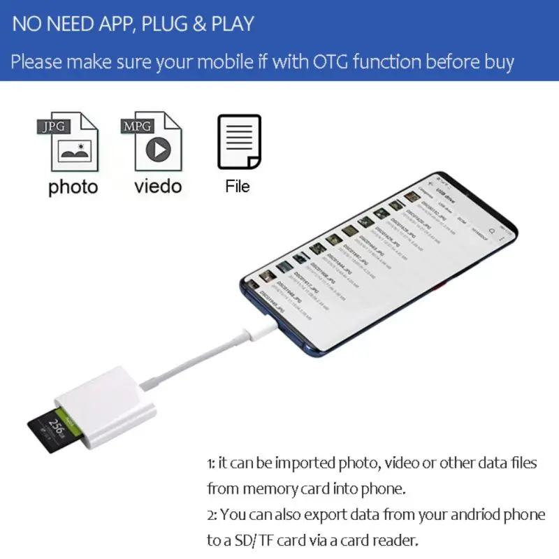 USB-C считыватель карт OTG type-C телефон ноутбук компьютерные аксессуары для безопасных цифровых карт памяти макс. 256G емкость карты памяти
