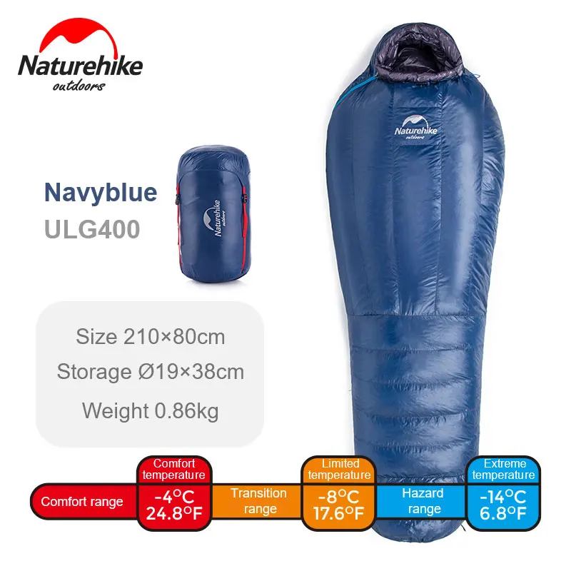 Naturehike вниз спальный мешок открытый утолщение теплый кемпинг одноместный спальный мешок для взрослых свет Мумия спальный мешок NH19YD001 - Цвет: 38023