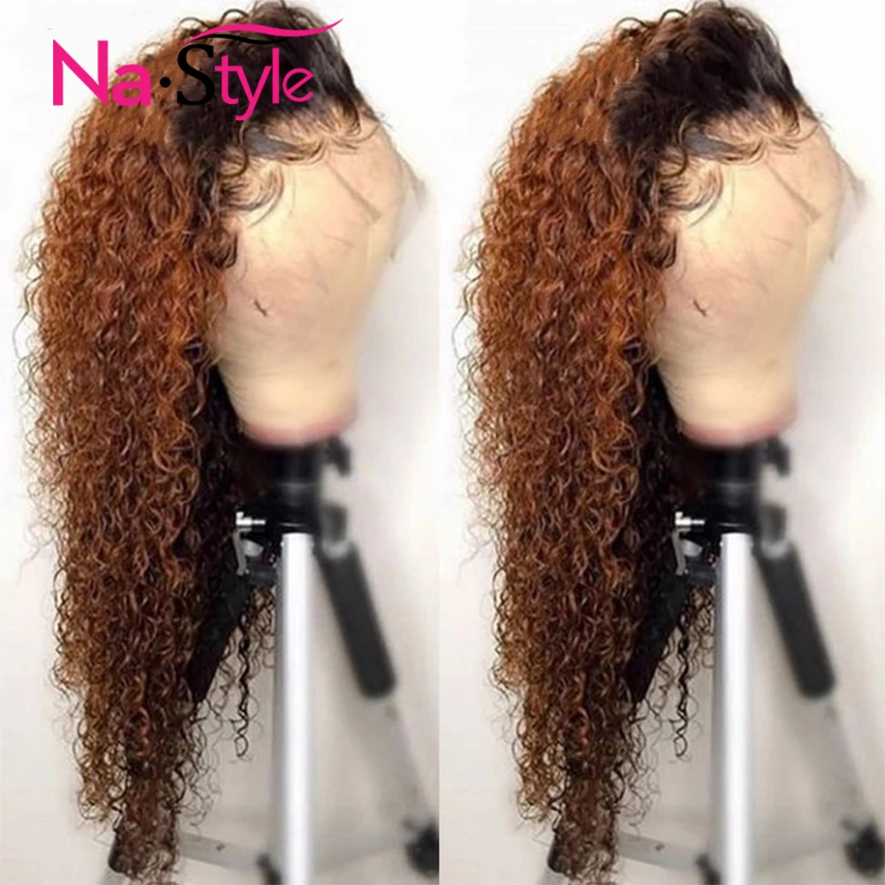 Comprar Pelucas de cabello humano con encaje Frontal de 13x6 de miel rubio rizado Ombre 360 peluca Frontal de encaje Pre desplumado pelucas de cabello humano de encaje completo Color