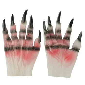 

Halloween Skeleton Ghost Gloves Makeup Ball Party Dressing up Props Black and White with Pattern Gloves Horror Gloves Trick Scar