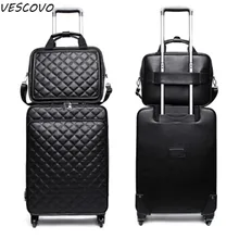 VESCOVO 1" 20" 24 дюймов Дорожный чемодан pu Кожаный Багаж на колёсиках набор Спиннер светильник на колесиках женская сумка на колесиках Корейская версия