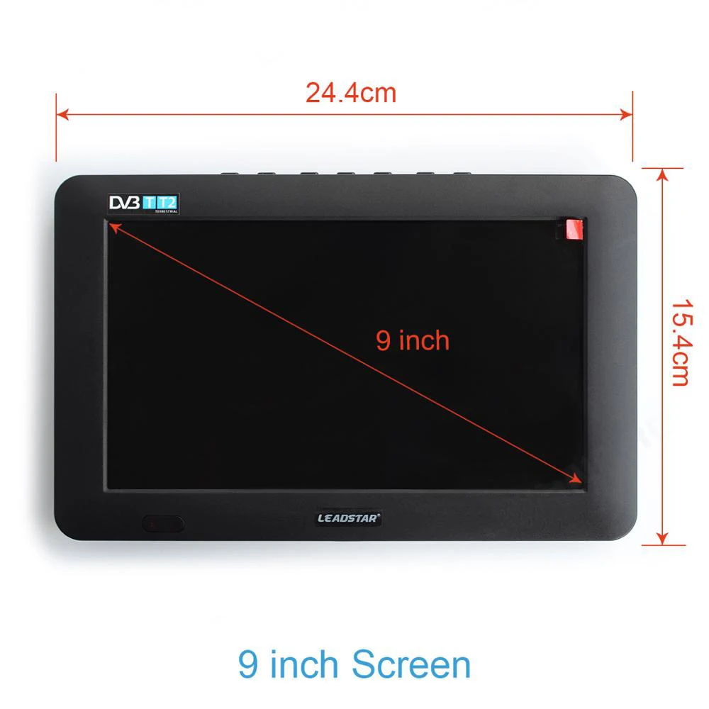 9 inch Portable TV DVB-T2 ATSC ISDB-T tdt Digital and Analog mini small Car Television Support USB TF PVR MP4 H.265 AC3