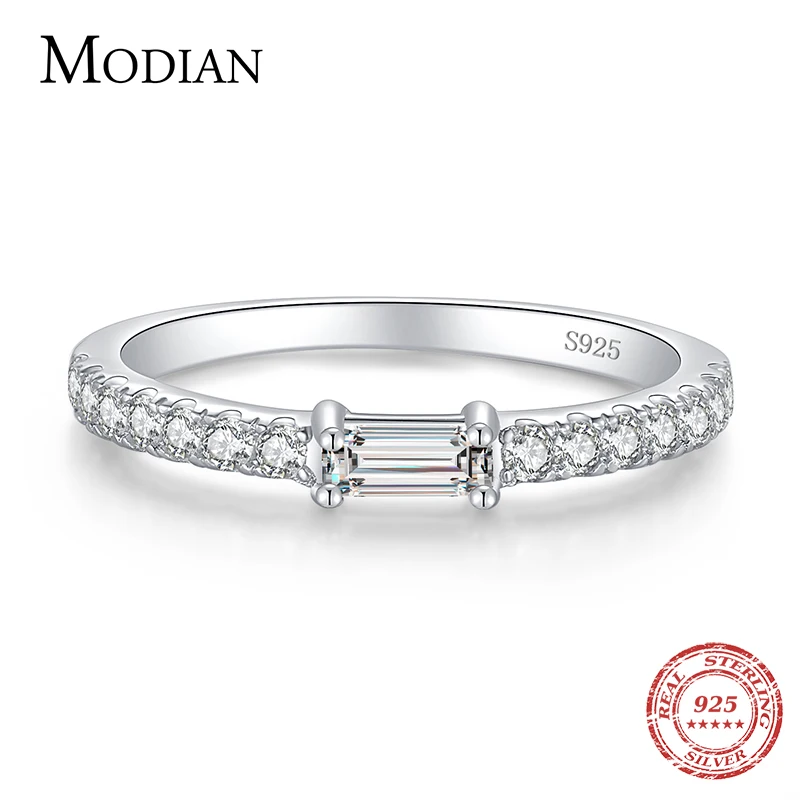 Modian Top Quality 100% Real 925 Sterling Silver Classic Charm AAAAA Zirconia Wedding Finger Rings For Women Fine Jewelry anel