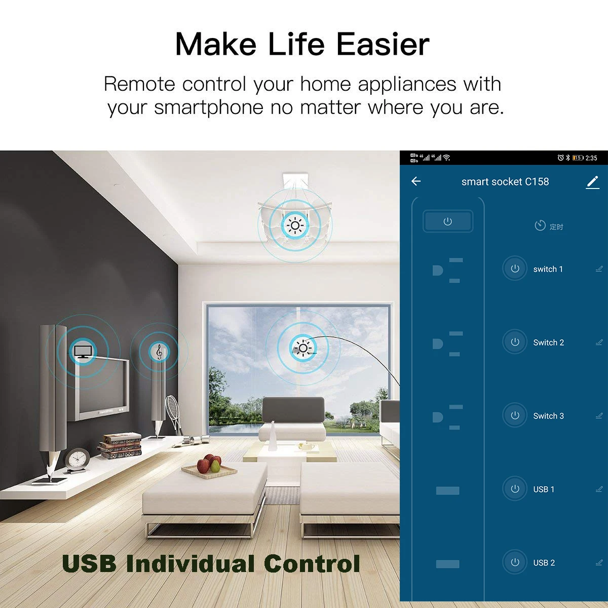 WiFi умная полоса питания универсальные розетки электрические двойной USB