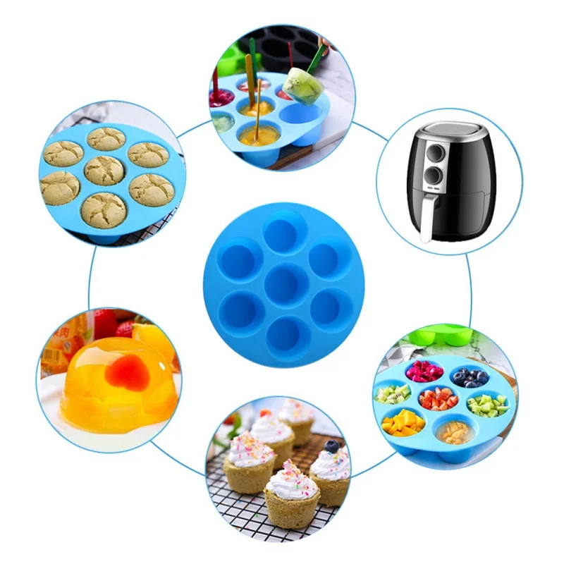 7 отверстий круглая форма для торта сетка яиц Паровая силиконовая аксессуары