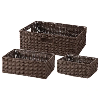 

Paper Rope Woven Storage Basket Desktop Storage Basket Clothing Toy Storage Box Rectangular Storage Basket