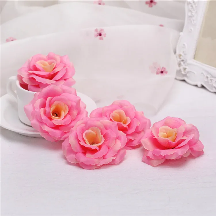 Elegant Gold Silk Rose Heads - Set of 12, Assorted Colors for DIY Wedding and Home Décor