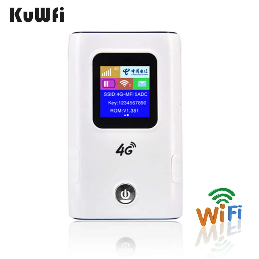 KuWFi 4G WiFi роутер 5200mAh power Bank 4G LTE карманный мобильный Wifi точка доступа разблокировка FDD/TDD глобальная sim-карта до 10 пользователей