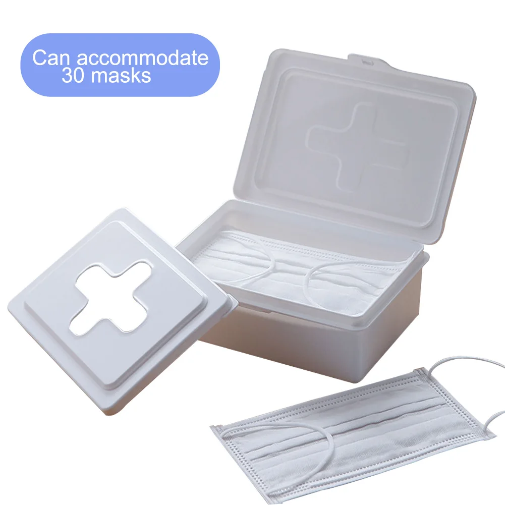 

Disposable Face Masks Storage Box Dustproof Fack Mask with Dust Cover Can Case hold 30 Masks Household Storage Organizer