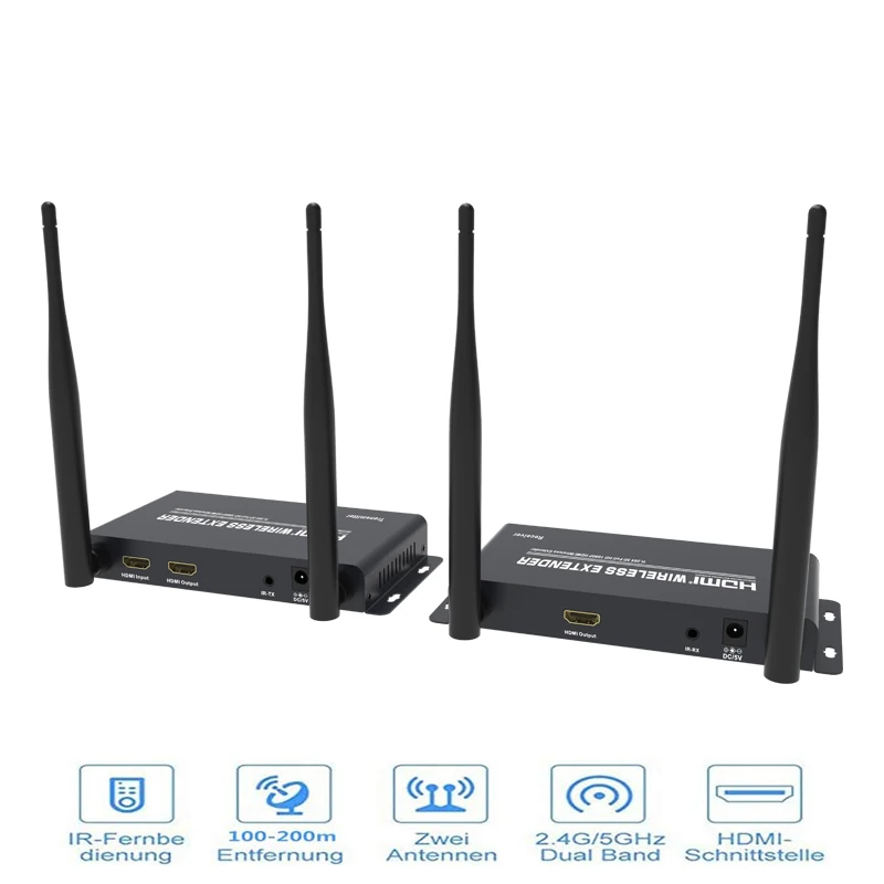 

5GHz Wireless Transmission HDMI Extender Transmitter Receiver Video Converter 100M 200M Wireless Wifi HDMI Sender DVD PC to TV