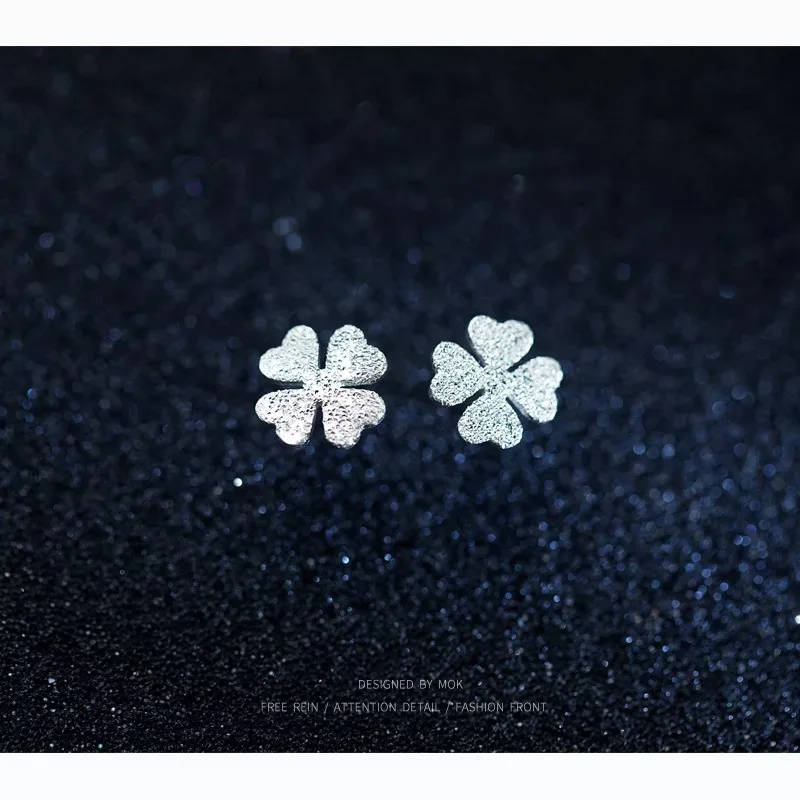 

Silver Home S925 Sterling Silver Earrings Women's Korean-style Fashion Simple Clover Ear Stud Cute Sweet Ear Rings