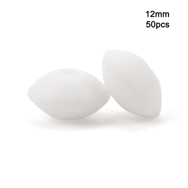 LOFCA 50pcs 12mm Silicone Lentil Beads Baby Teething Beads BPA-Free Food Grade Making Baby Oral Care Pacifier Chain  Accessorise snow