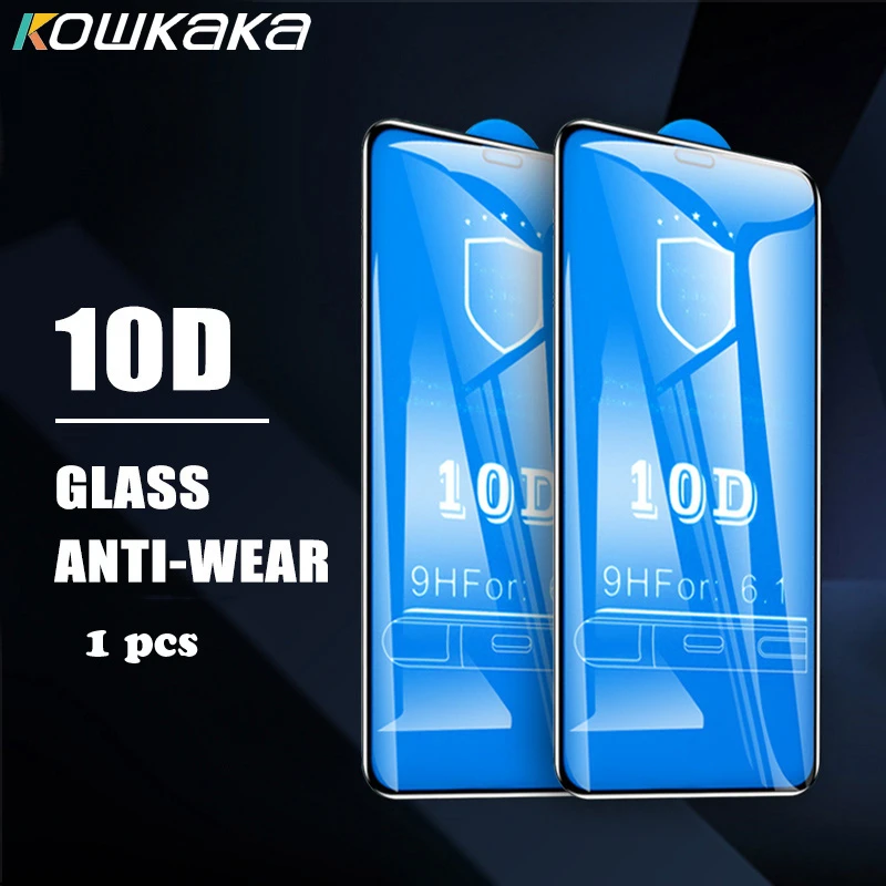 

kowkaka 10D Tempered Glass on the For iPhone 7 XR X XS Max Glass Full Cover Screen Protector For 6 6S 7 8 Plus Protective Film