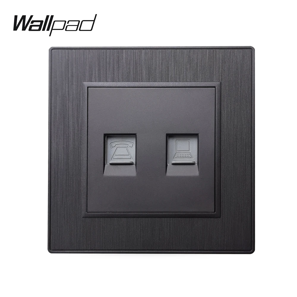 Настенная розетка Wallpad S6 черная серебристая золотая RJ45 RJ11 | Обустройство дома