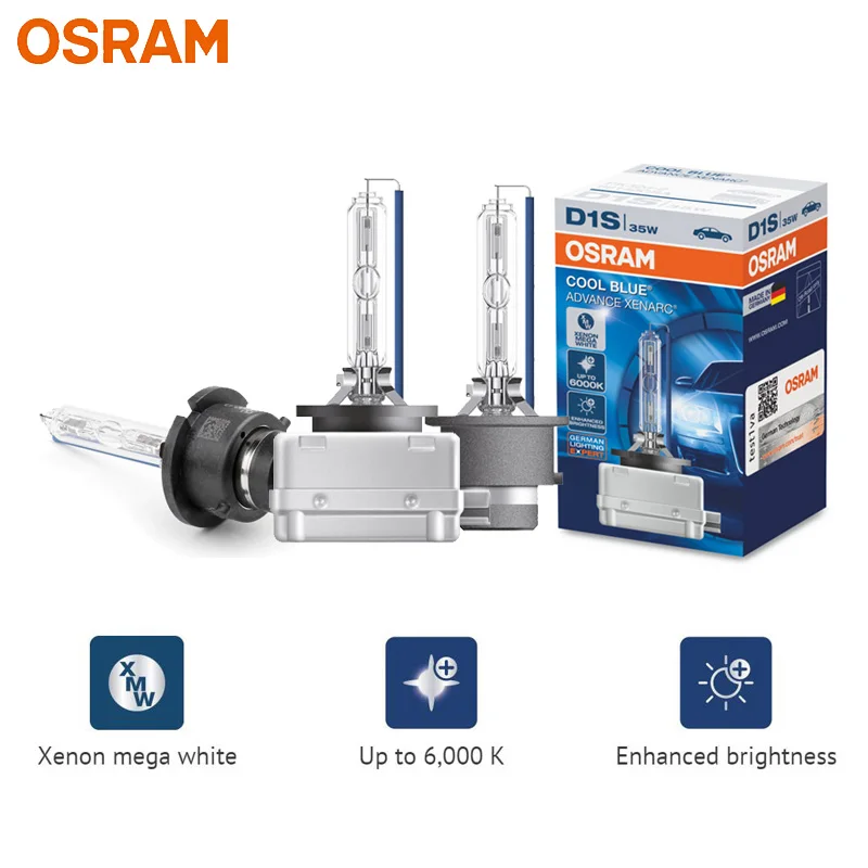 

OSRAM D1S D2S D3S D4S CBA Xenon HID Cool Blue Advance 12V 6000K Mega White Car Xenon Headlight Light Auto Genuine Hi/lo Beam, 1x