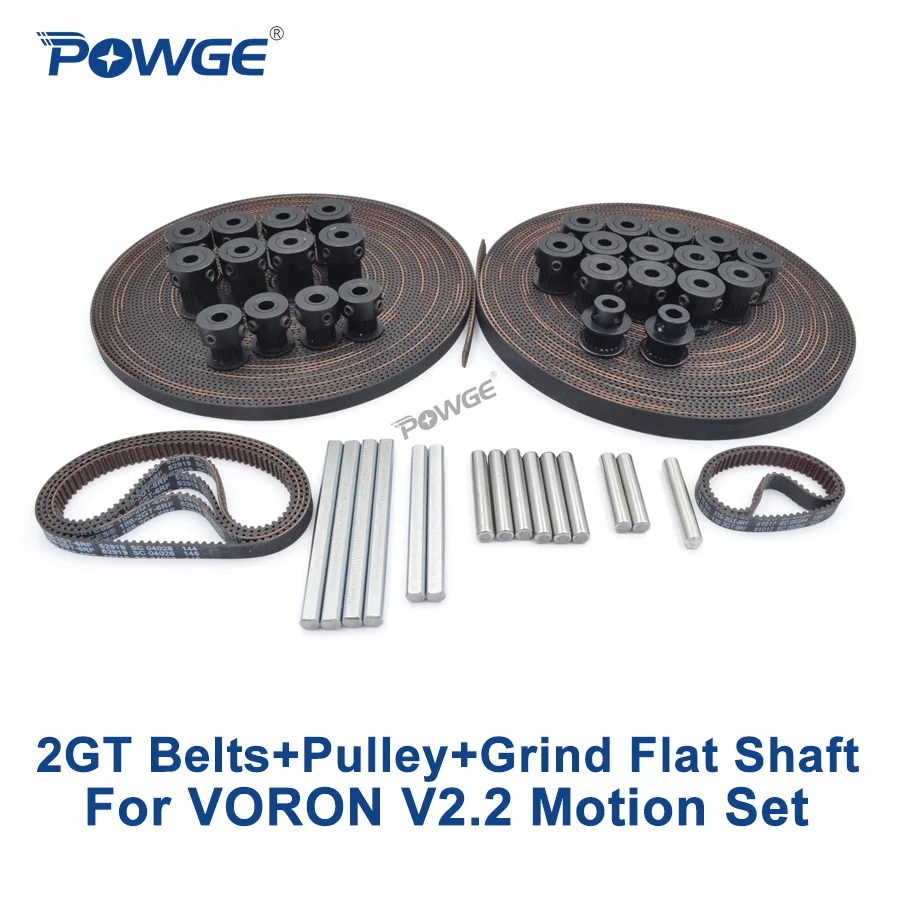 

POWGE VORON V2.2 Set PARTS GT2 2GT LL-2GT RF Open Synchronous Timing Belt Shaft 16T 20T pulley GATES 188-2GT/110-2GT closed loop