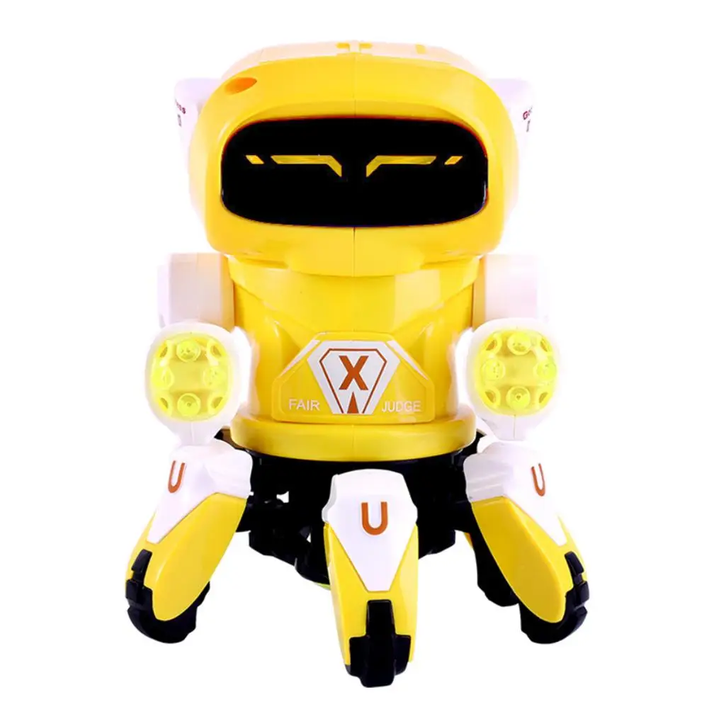 Yellow Электрический танцующий робот-осьминог, танцевальный робот, игрушка, экшн-фигурка, игрушка-робот, игрушечный светильник, музыкальные Проекционные игрушки для детей - Цвет: Yellow
