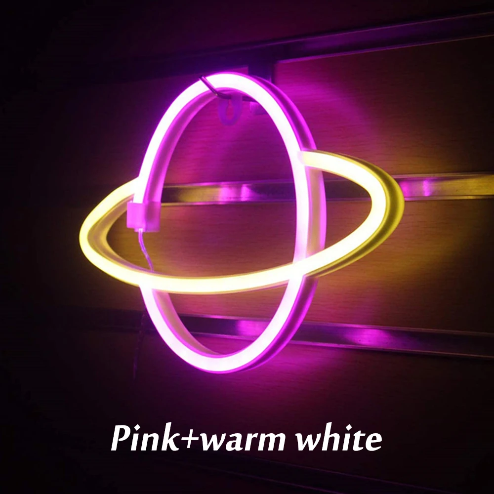 Светодиодный ночник неоновый эллиптический знак в форме планеты креативный