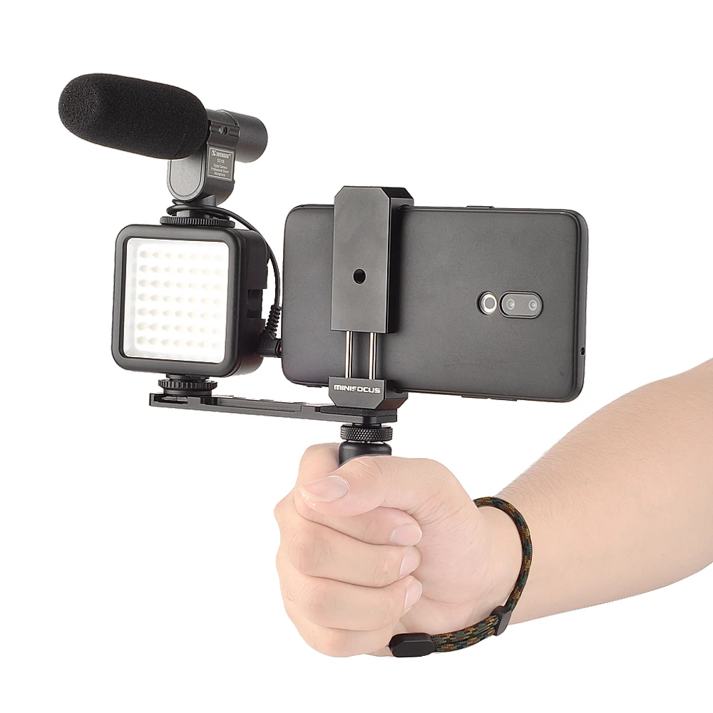 Смартфон видео Риг комплект с ручка микрофона стабилизатор Ручка штатив крепление для видеосъемки видеосъемка Vlogging