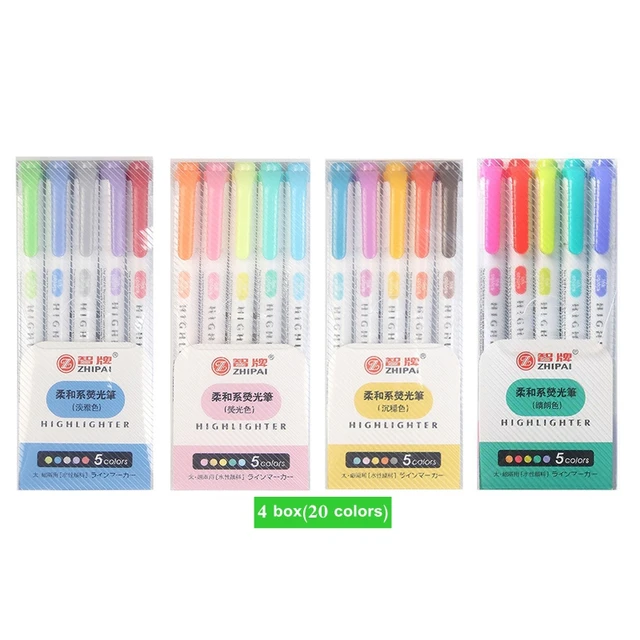 10/15/20/25 Colors Double Headed Fluorescent Pen Creative Highlighters Art Marker Pens School Supplies Cute Kawaii Stationery 20 colors-A