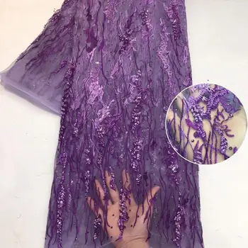 

2020 High Quality African Laces Applique Tulle Fabric Embroidered Beaded Lace Wedding Sample Lace Materials YYZ78882