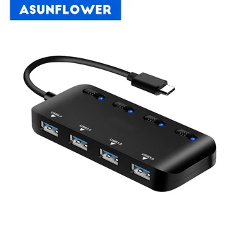 

4 Port Ultra Thin USB HUB 3.0 5Gpbs High Speed Transfer for Laptop Desktop Extension USB Port Type C to USB HUB Adapter Splitter