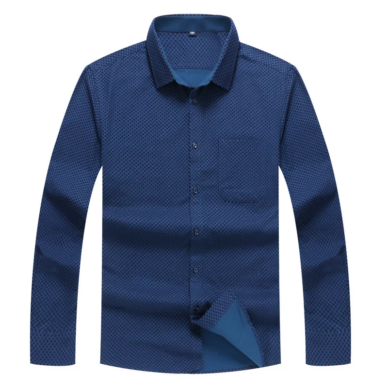 

Big Size Men Long Sleeve Shirt Plus Fat plus Size Loose Fat Thick Fang Collar Joker Backing Shirt Tide Fat