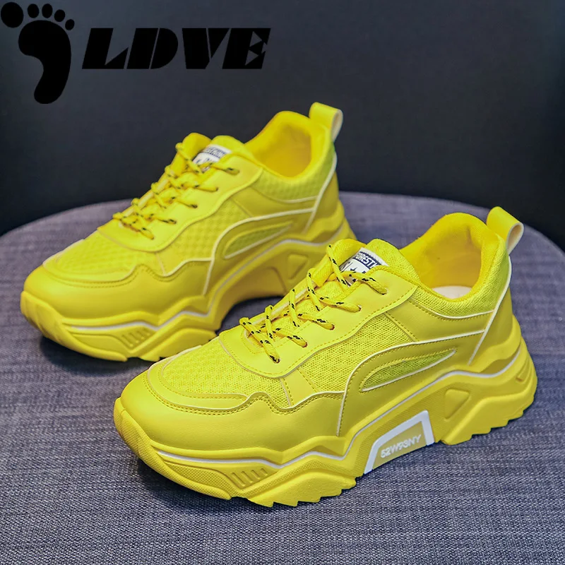 Vrouwen Chunky Sneakers Hoogte Toename Groen Geel Wit Kleur Dikke Zool Air  Mesh Vrouw Casual Schoenen Drop Shipping|Sneakers voor vrouwen| - AliExpress