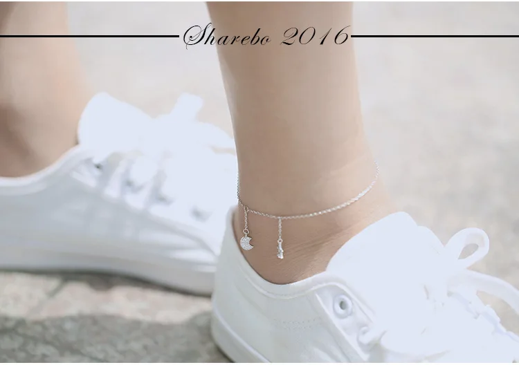 925 Silver Anklets For Women Elegant CZ Crystal Pendant Anklet Sexy Bracelet Foot Jewelry Best Gift Star Anklets Jewellry